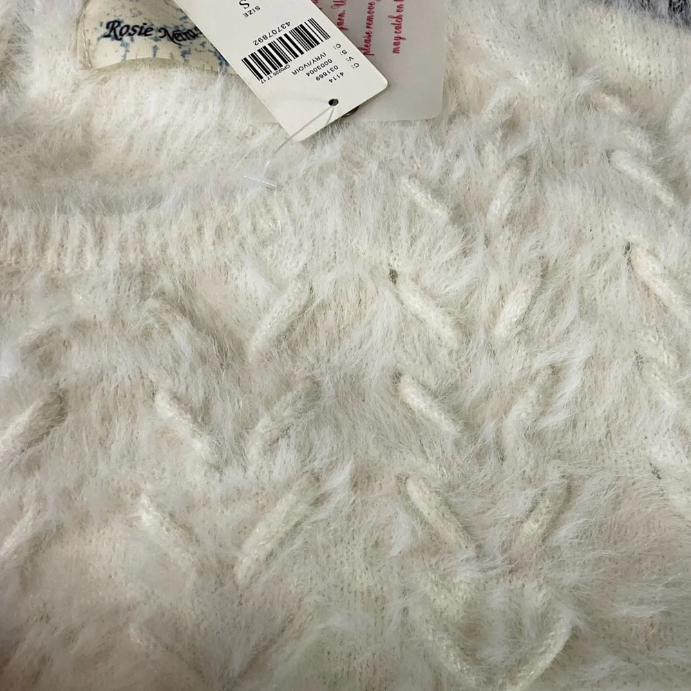 Anthropologie NWT Rosie Niera Aubade Pullover Fuzzy IVORY Sweater.Size Small - Picture 14 of 16